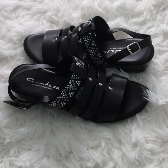 Comtesa- Black 1 1/2” Wedge Sandals - Picture 8 of 8